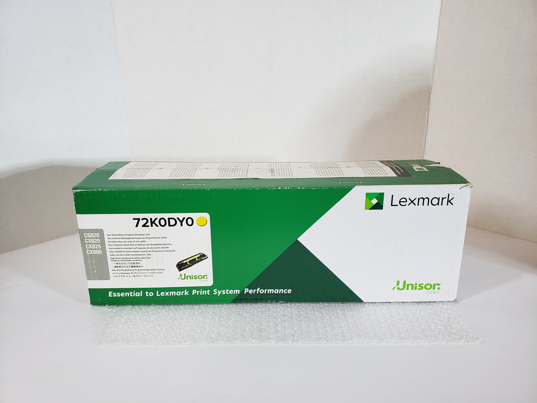 Lexmark -NEW- 72K0DY0 Yellow Return Program Developer Unit is a return program developer unit