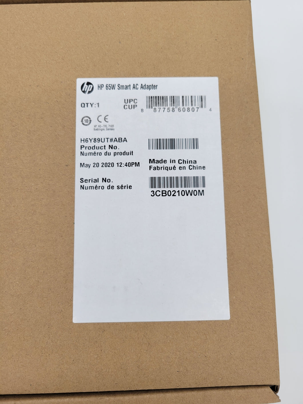 HP 65W Smart AC Adapter  NEW OPEN BOX